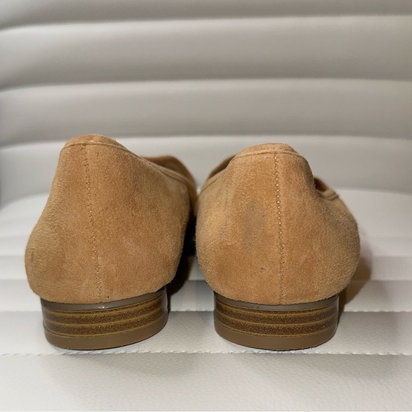 💝Crown Vintage Womens Tan Suede Perforated Smoking Flats Size 7 - Picture 7 of 10